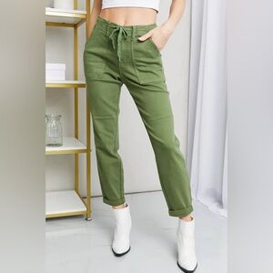 JUDY BLUE Jeans High Rise Straight Fit Jogger Jeans Green Khaki Size 15/32